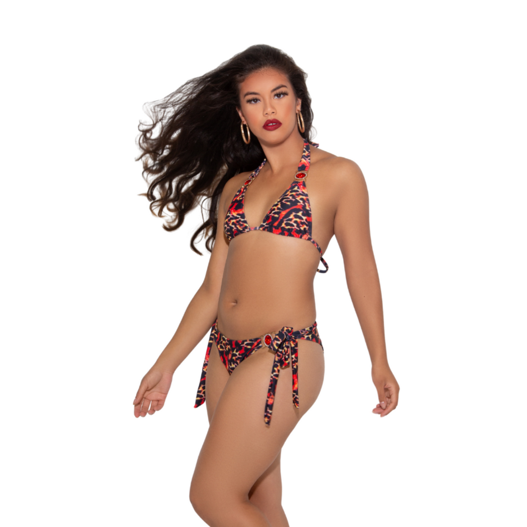 Jungle Leopard & Red Jewels Bikini Swimwear - I Adore Her Palace